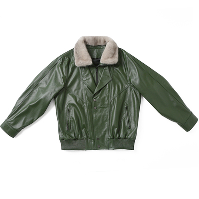 牛皮飞行服皮夹克立领皮衣夹克