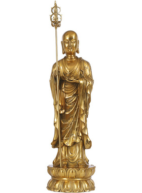 黄铜立地藏王像站像摆件
