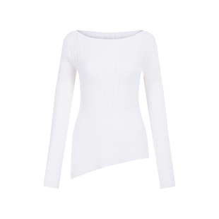 OTHERSTORE 光影美学 白色不规则针织打底衫女超好看显瘦修身上衣