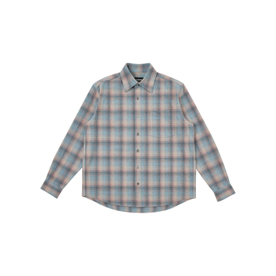 纯棉法兰绒格纹长袖衬衫