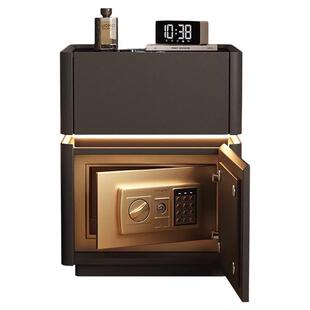 智能实木床头柜保险箱一体家用卧室床头柜高级感轻奢小型保险柜