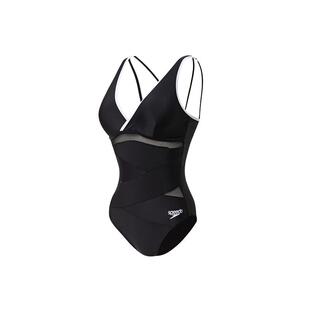 Speedo/速比涛 燕尾蝶复古小黑裙防晒显瘦遮肚温泉度假风泳衣女