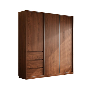 【2025热搜款】中古风ENF级橡木定制衣柜侘寂风环保推拉门衣橱