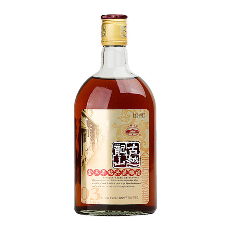 古越龙山绍兴黄酒官方旗舰店金三年陈半干型花雕酒500ml*6瓶黄酒
