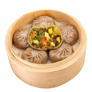 荞麦包子早餐半成品薄皮素馅膳食小笼包脂主代餐轻食荠菜粗粮饱腹