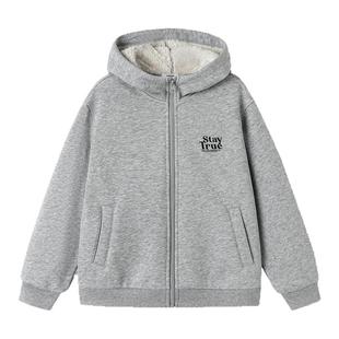 巴拉巴拉男童卫衣外套儿童连帽加绒上衣女孩衣服2025秋冬新款童装