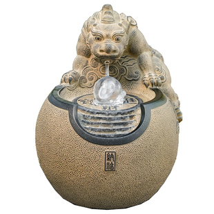 貔貅水晶球流水摆件循环水 时来运转客厅招财风水轮生财桌面喷泉