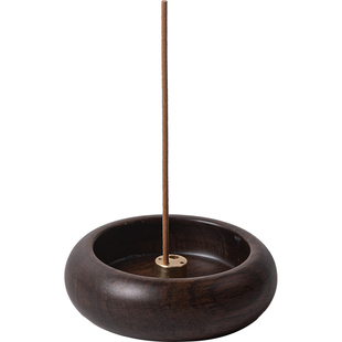 迷你圆形小香插黑檀酸枝木质家用室内线香炉多孔线香座茶桌点香器