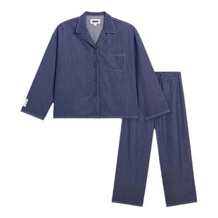 tbh野兽派家居天丝棉牛仔家居服套装四季长袖可外穿情侣睡衣