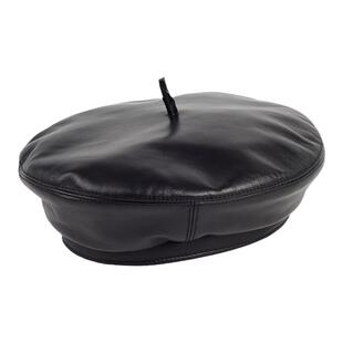 真皮帽子秋冬时尚贝雷帽女英伦复古小羊皮画家帽韩版百搭八角帽潮