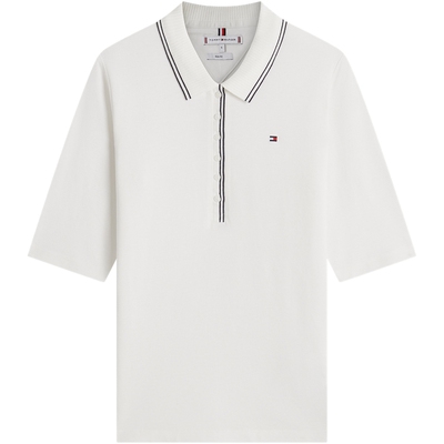 Tommy女装撞色镶边修身中袖POLO