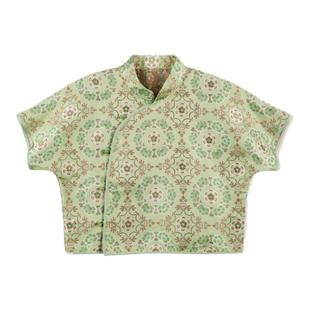 JINYU矜羽 钱小萍宋锦上衣夏款短袖茶花如意纹新中式非遗2025新款