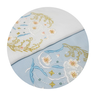 原创牡丹桃花水母桃子兔吊带抹胸定制布料绣花裁片单层不透布面料