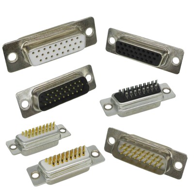 HDB26焊线插头黑色白胶镀金镀锡