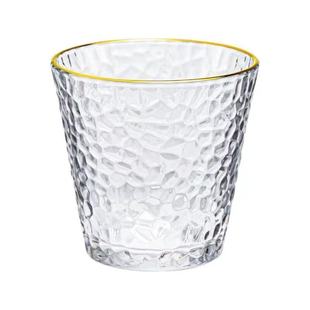 日式金边锤纹玻璃杯ins女高颜值家用耐热茶杯喝水杯子果汁饮料杯