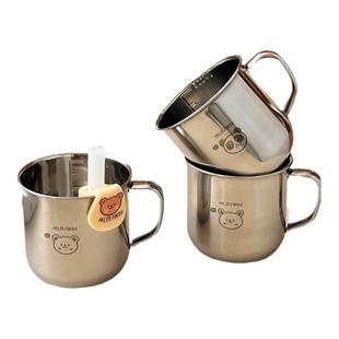 304不锈钢吸管儿童水杯家用可爱小号马克杯防摔杯子牛奶杯早餐杯