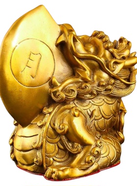 黄铜日月神兽铜睚眦中式店铺摆件