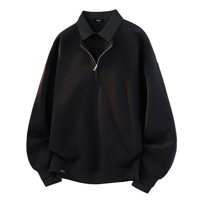 it：fivecm撞色假两件半拉链卫衣