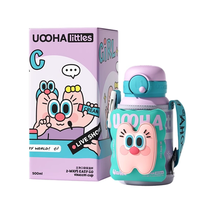 uooha儿童保温杯女带吸管大容量