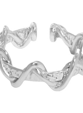 波浪戒指女纯银韩版女