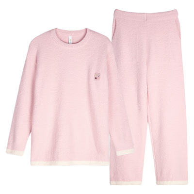 轩靓半边绒睡衣女秋冬季加绒加厚