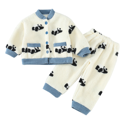男童珊瑚绒睡衣秋冬季套装
