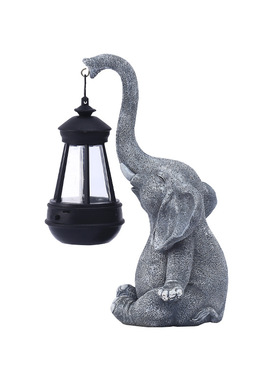 可爱大象造型太阳能灯笼户外庭院装饰摆件树脂工艺品