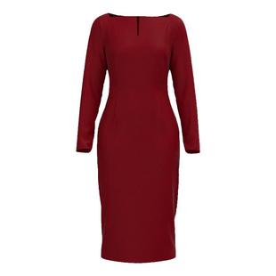 BRANDBYMEI连衣裙新款女红色长袖法式气质名媛包臀裙一字V领性感