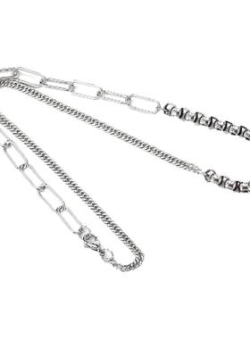 GENANX闪电潮牌项链2021新朋克风异链拼接环扣花式链钛钢挂链项链