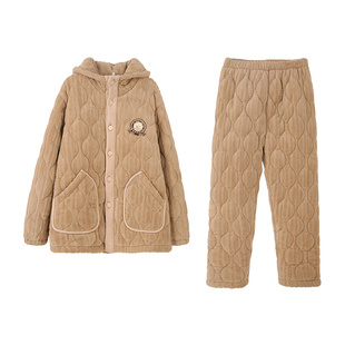 安之伴【巨保暖】三层加厚夹棉情侣睡衣冬季冬款法兰绒男女家居服