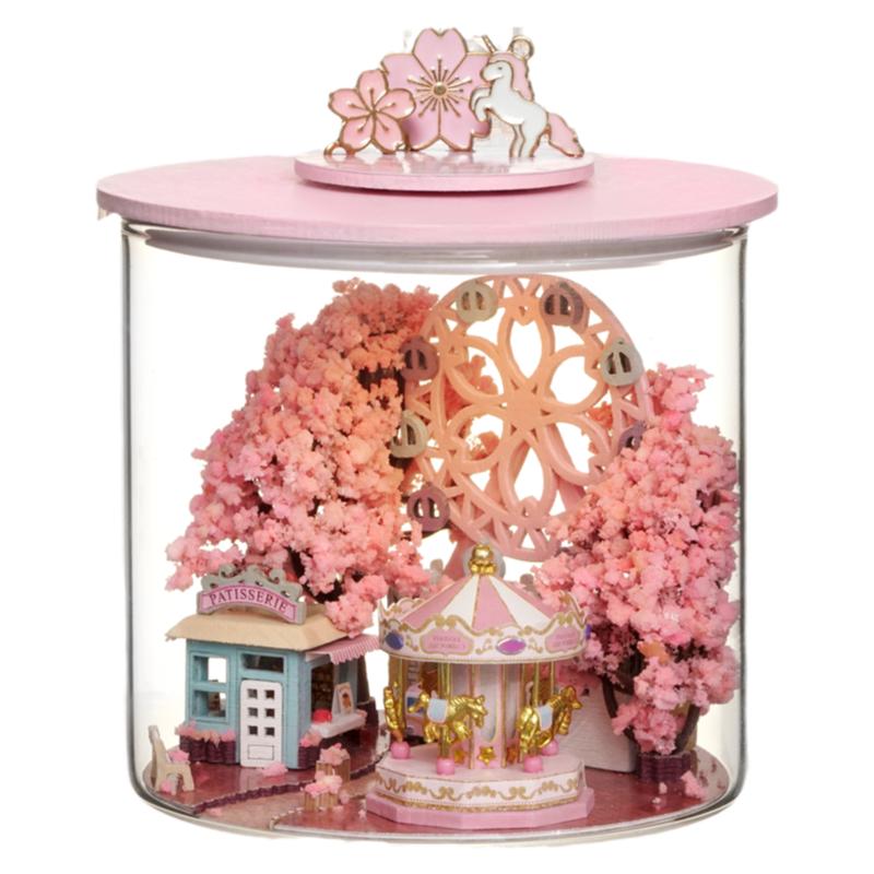 diy小屋圆梦瓶樱花拼装模型
