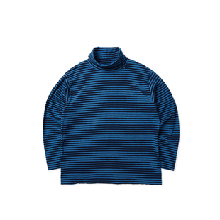 PORTER CLASSIC 秋冬新品蓝染宽松高领长袖T恤男RADIANCE-Blue