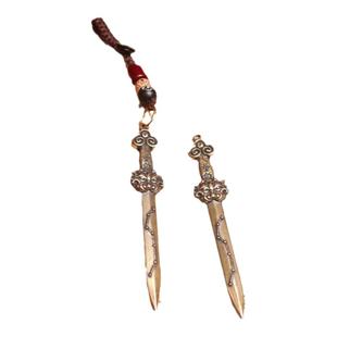 复古黄铜剑挂件七星宝剑道家法器饰品北斗七星剑钥匙扣装饰摆件