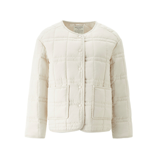 佐丹奴棉衣外套女装秋冬新款夹棉格纹侧开叉圆领棉服夹克05375709