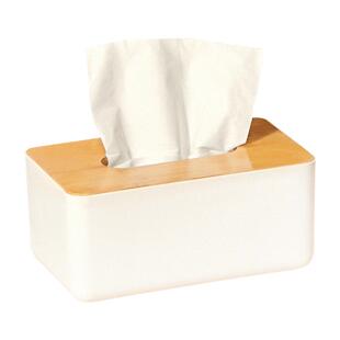 初华竹木盖北欧简约日式纸巾盒家用客厅抽纸盒透明餐厅巾纸收纳盒