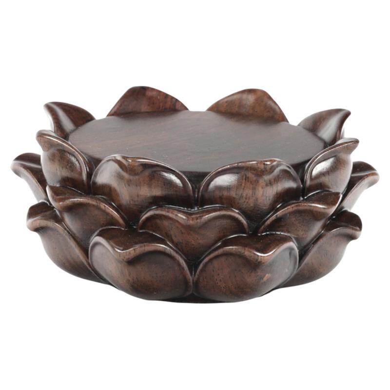 实木雕刻莲花如来弥勒观音菩萨佛像底座佛堂摆件工艺品实木圆形托