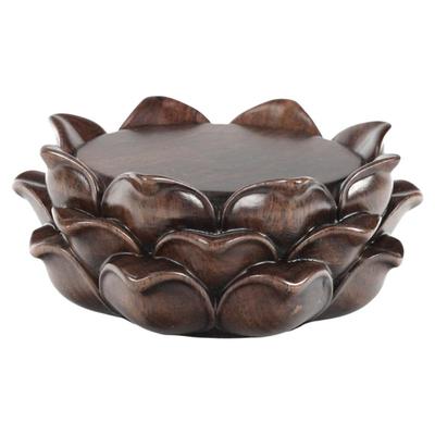 南通新中式整木莲花佛堂摆件木托