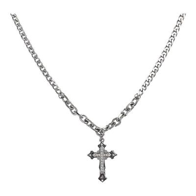 镶钻十字架项链男颈链