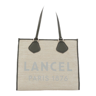 LANCEL/兰姿 SUMMER TOTE大号手提包帆布托特包 拼色 电脑包牛皮