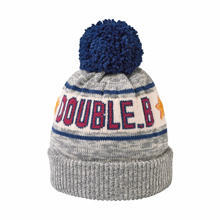 MIKIHOUSE儿童帽子保暖套头帽黑熊毛线针织护耳帽兔保暖Double_B