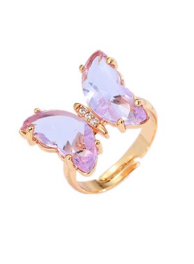 蝴蝶戒指女欧美彩色新款个性指环