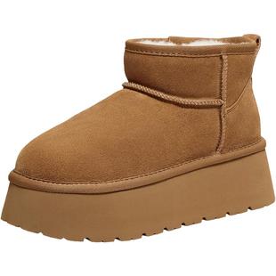 百思图25冬商场新款加绒厚底勃肯雪地靴棉鞋女毛毛鞋短靴L8228DD5