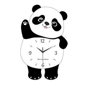 高宅创意摇摆熊猫挂钟  家用客厅时钟2026新款大气简约现代餐厅钟