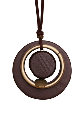 复古民族风木质毛衣链吊坠