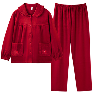 牧柔开衫式可外穿长袖纯色休闲保暖休闲翻领秋冬季女士海岛绒睡衣