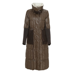 IDPAN女装冬季新款时尚有型简约大气咖色高档长款品牌羽绒服