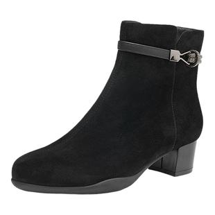 商场同款OD欧诗丹婷羊皮加绒复古时装靴女秋冬新品真皮保暖短靴