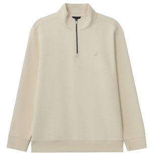 NAUTICA/诺帝卡男装26春季新品双面珠地半开襟拉链立领简约卫衣
