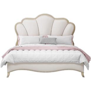 美式轻奢实木床现代简约1.8米主卧双人床1.5欧式单人奶油风法式床