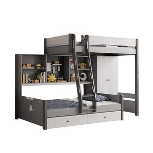 错位型上下床两个孩子一间房的床姐弟交错床两层儿童高低铺上下床